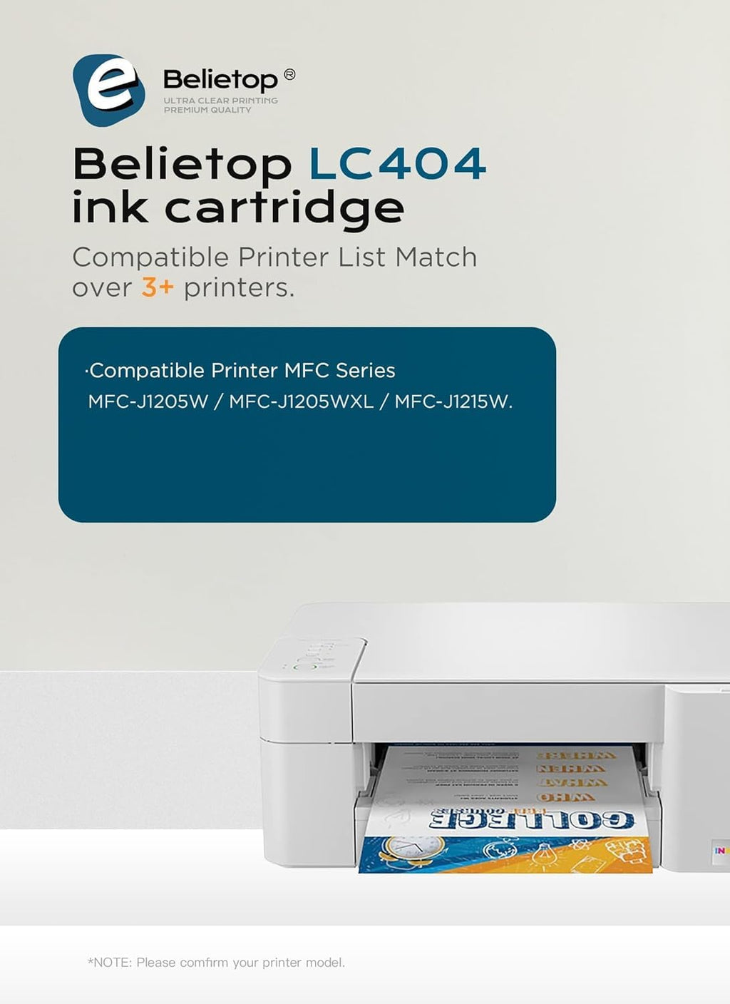 Belietop Compatible LC404 Ink Cartridges Fit for Brother LC404 XL LC404XL Ink Cartridges Compatible with Brother MFC-J1215W MFC-J1205W MFC-J1205WXL Printers (4 Pack BK/C/M/Y)