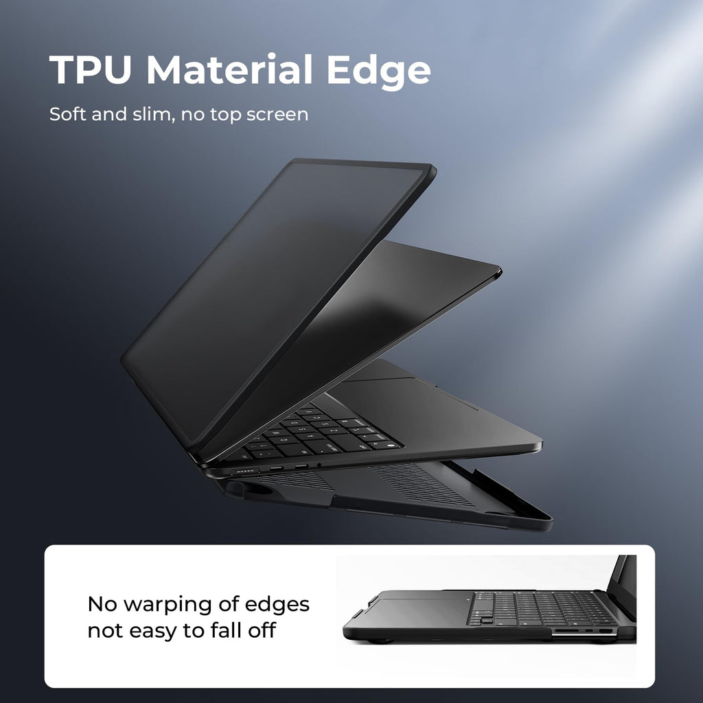 BlueSwan Compatible with MacBook Pro 14 inch 2026-2021 Release M5 M4 M3 M2 M1 Pro/Max Chip, Anti-Cracking Hard Shell Case Anti-Fingerprint Soft TPU Bumper, Frosted Black