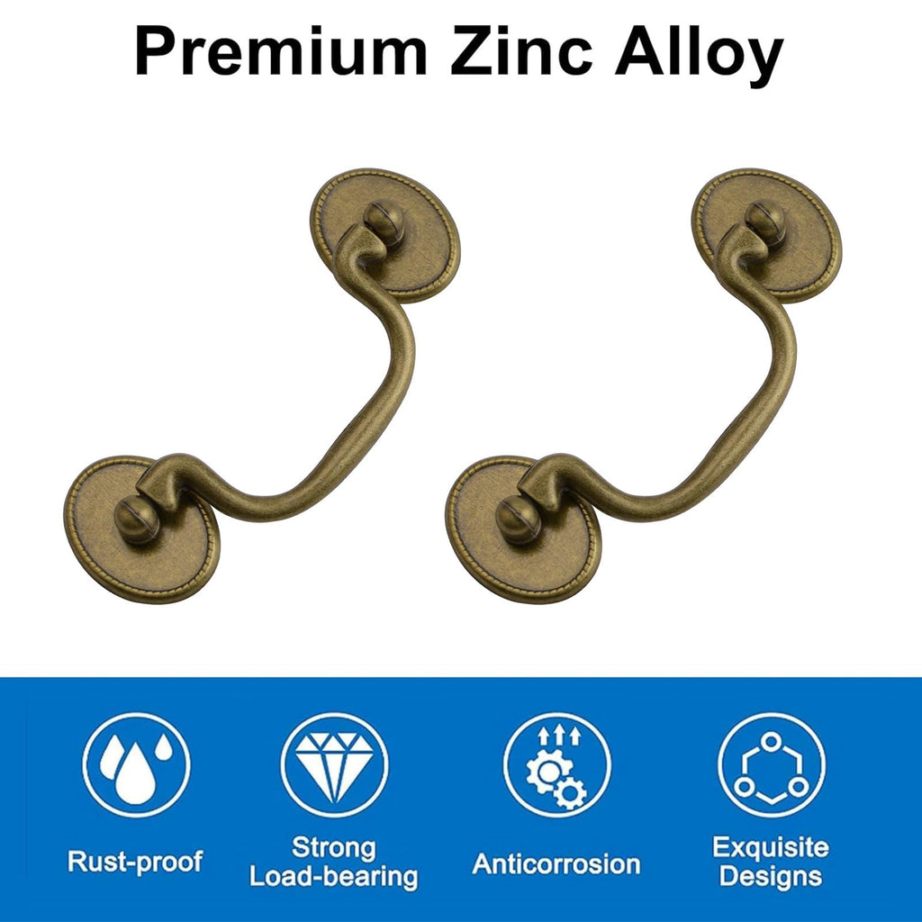INCREWAY Drop Bail Handle Pulls, 6PCS Antique Drawer Pulls Handles Furniture Door Pull Cabinet Pull Handles Hardware for Kitchen Cabinet Dresser
