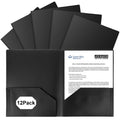 EEHZTSI 12-Pack Plastic Folders with Pockets,2-Pocket Poly Folders Holds 8-1/2" x 11" Paper for School/Office/Home, Black