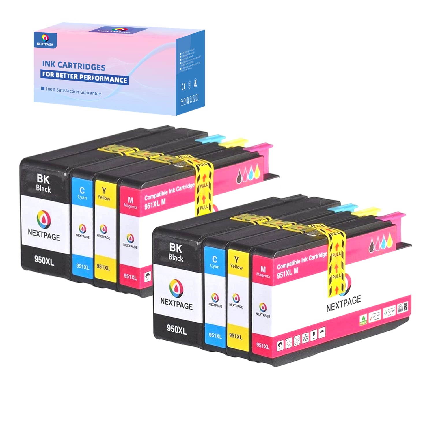 8 Pack 950 951 Ink cartridges Combo Pack Replacement for HP 950XL 951XL 950 XL 951 XL Compatible with HP OfficeJet Pro 8600 8610 8620 8100 8630 8660 8640 8650 8615 8625 Printers HP 950 951XL 8 Pack