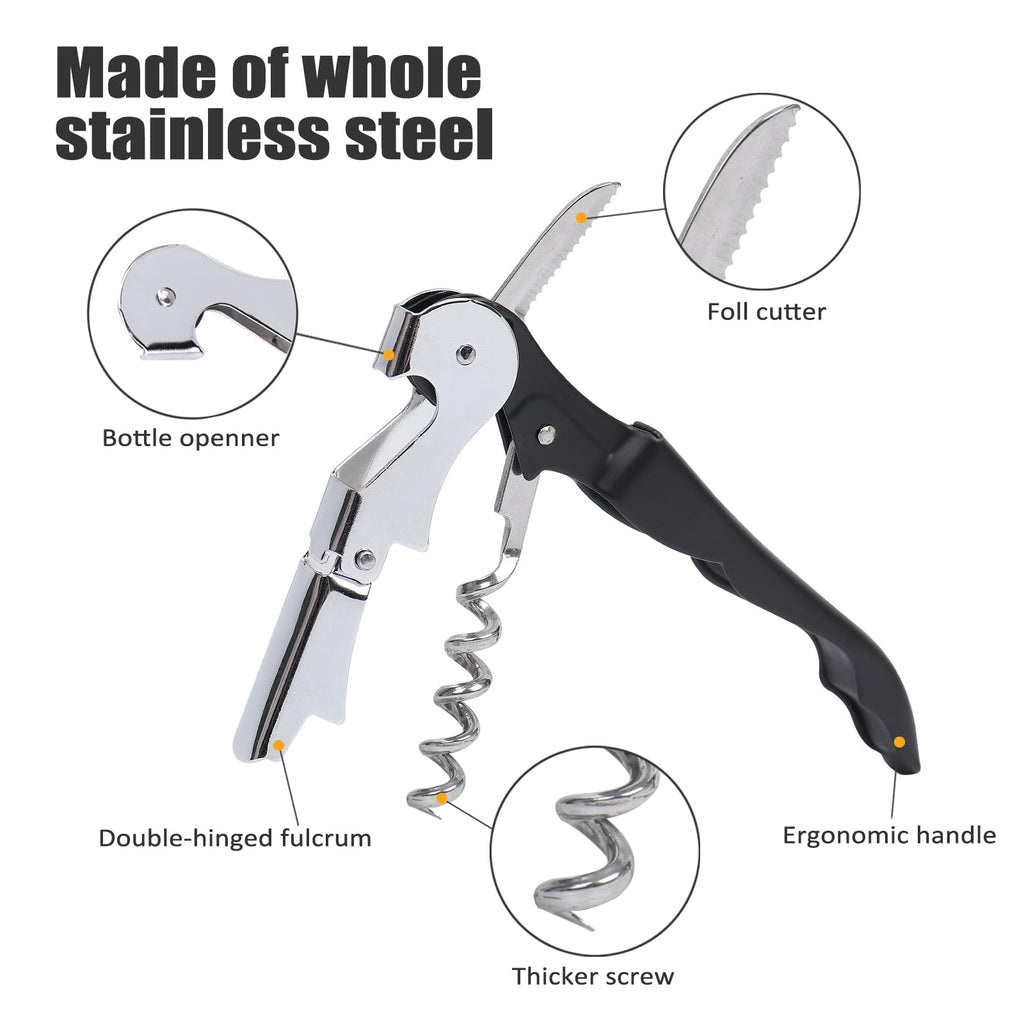 RECUTMS Corkscrew 12 Packs Wine Opener Keys Bulk Stainless Steel Fold Beer or Bottle Openers Serrated Foil Cutter, Perfect for Bars Restaurants Family Company Party (Black)