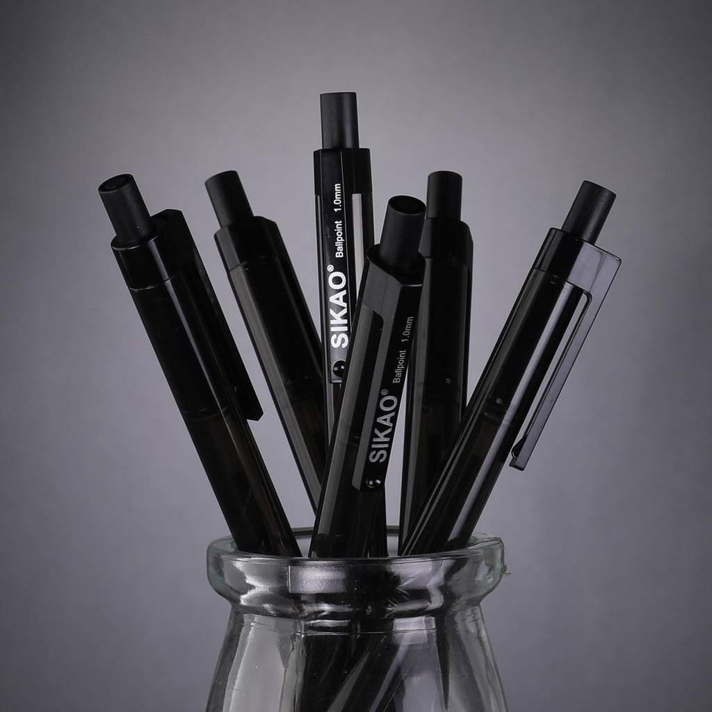 Black Pens Bulk, 60Pack Ballpoint Pens for Smooth Writing Pens No Smear, Black Ink Pens Medium Point 1.0mm, Retractable Click Ball Point Server Pens, School Office Supplies
