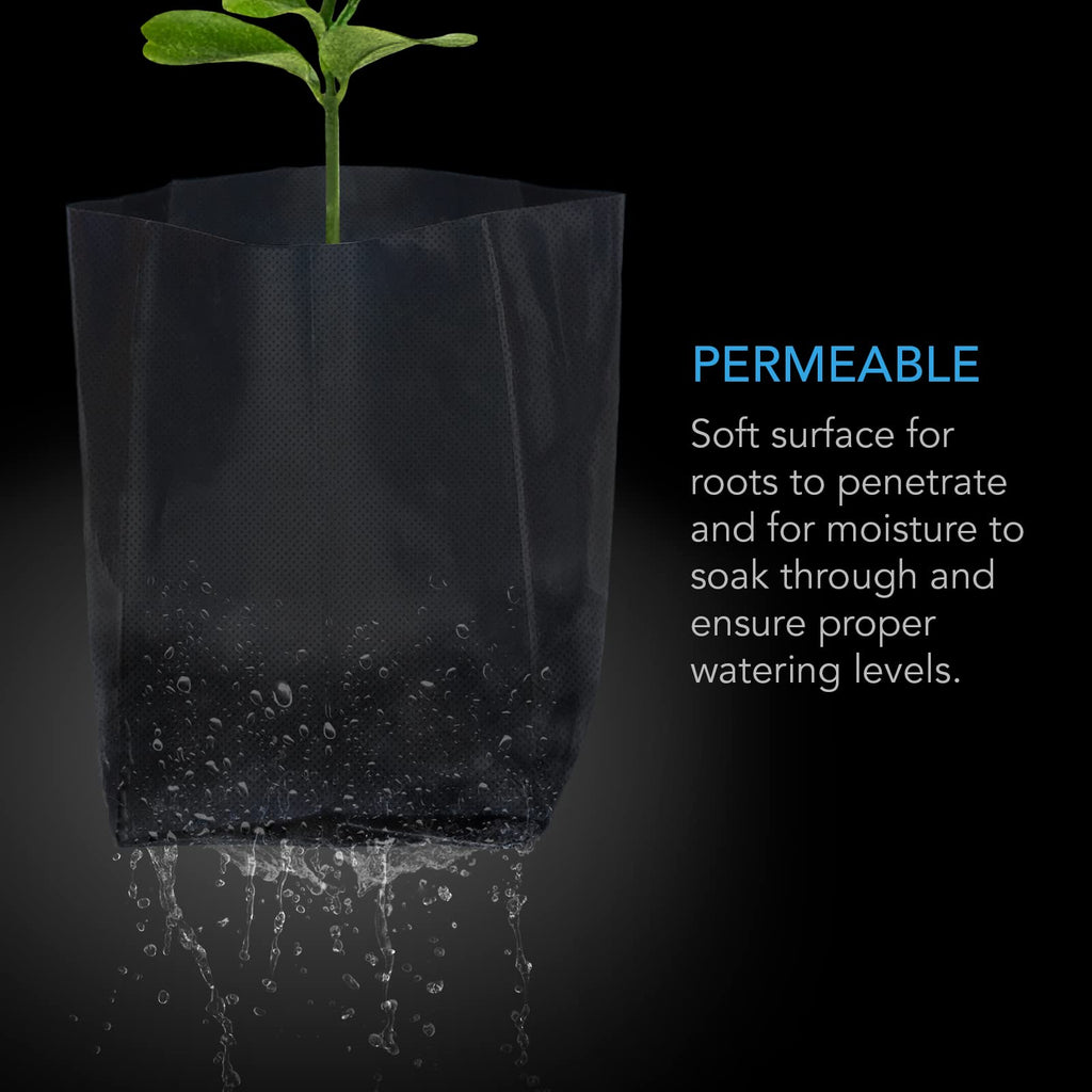 AC Infinity Nursery Bags 1 Gallon, Non-Woven Fabric Growing Pouches, 50-Pack Biodegradable Plant Pots for Seed Starting, Soil Transplant, Home Garden Supply