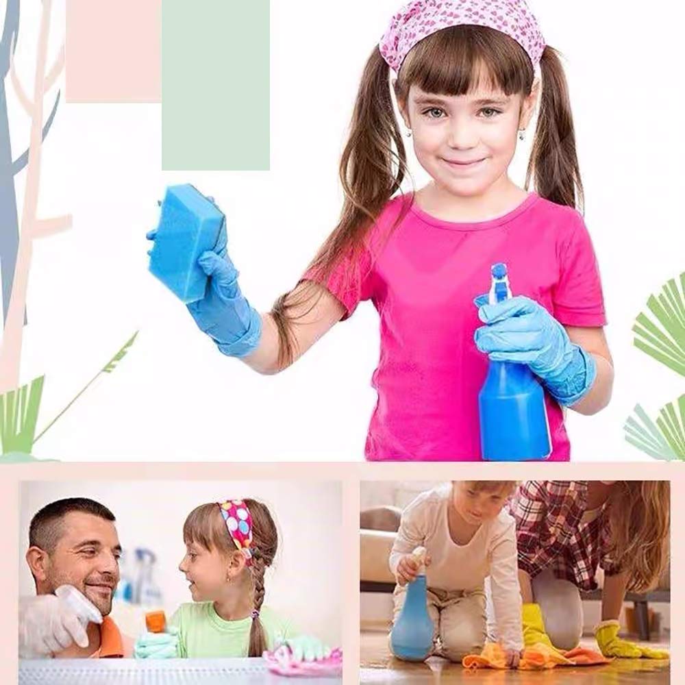 Multipurpose Disposable Nitrile Gloves for Kids of 5-12 Years Students, Powder Free, Latex Free, Textured Finger, Crafting, Painting,Gardening, Cooking, Cleaning(50PCS- Blue)