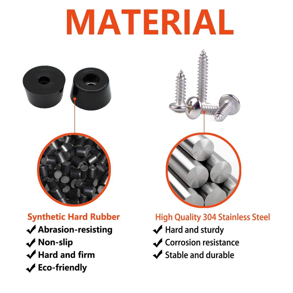 120 Small Round Rubber Feet W/304 Stainless Steel Screws, 0.31 inch H x 0.59 inch D, Soft But Not Slip, Fine Grips for Furniture, Electronics & Appliances! (D15*12*H8mm)