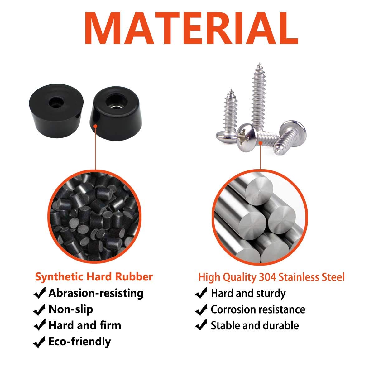 120 Small Round Rubber Feet W/304 Stainless Steel Screws, 0.31 inch H x 0.59 inch D, Soft But Not Slip, Fine Grips for Furniture, Electronics & Appliances! (D15*12*H8mm)