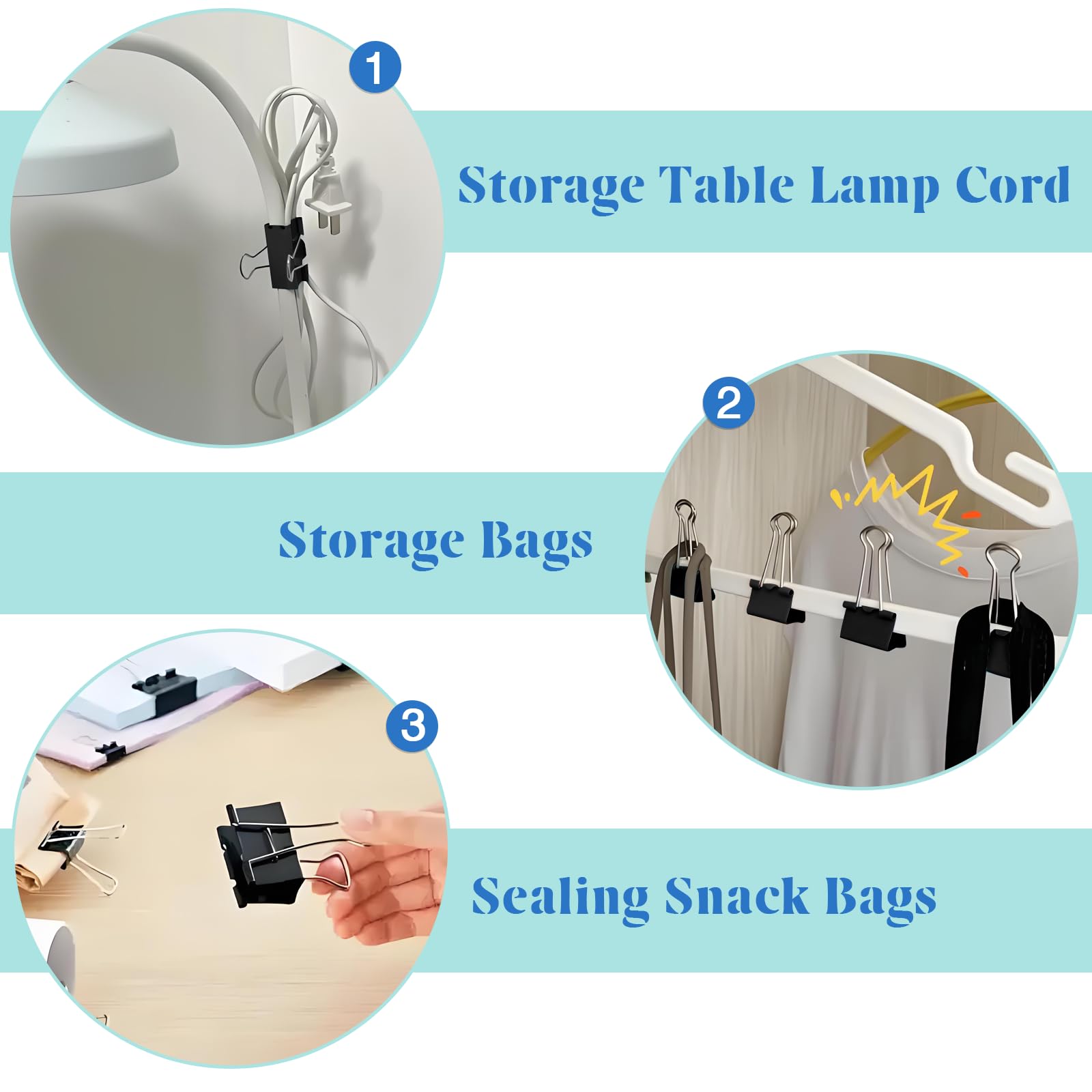 VEGCOO 140 PCS Black Paper Binder Clips, Assorted Sizes Bulldog Clips, Metal Binder Clip, Binder Clips Medium Size, Paper Clips Clamps for Home School Business Office Supplies(32/25/19/15mm)