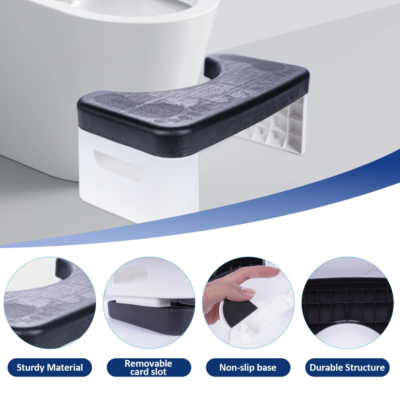 Folding Toilet Stool, Potty Step Stool, Bathroom, Foldable Poop Stool Poop Stool | Bathroom Accessories for All Ages | Sitting Posture Foot Stool, Black