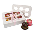 TATAPO 60 Pack Cupcake Boxes with Inserts, White Kraft Paper Cupcake Box with Window Hold 6 Standard Cupcakes, Bakery Cake Pastry Holder with Ribbon for Cookie Muffins Pastry