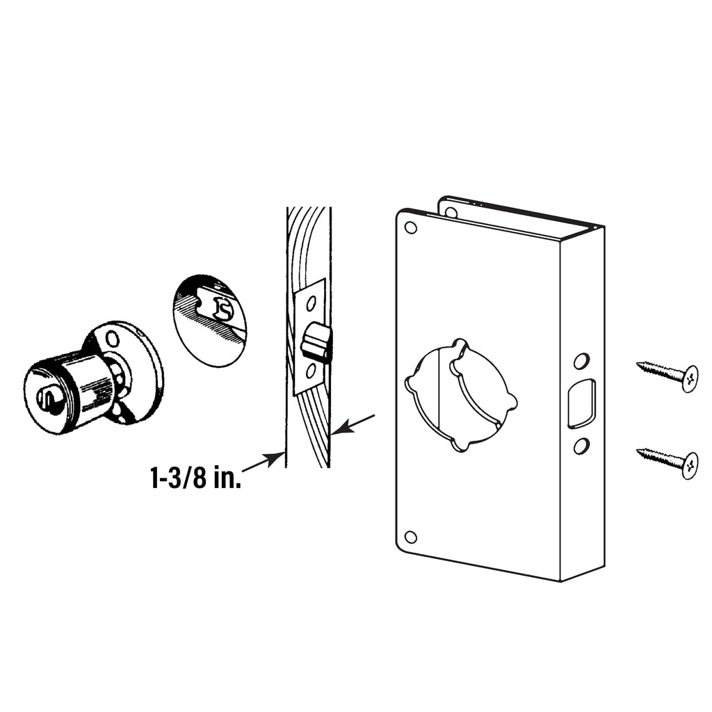 Prime-Line MP9452 Lock & Door Reinforcer, 1-3/8 in. x 2-3/4 in, Stainless Steel, Pack of 1