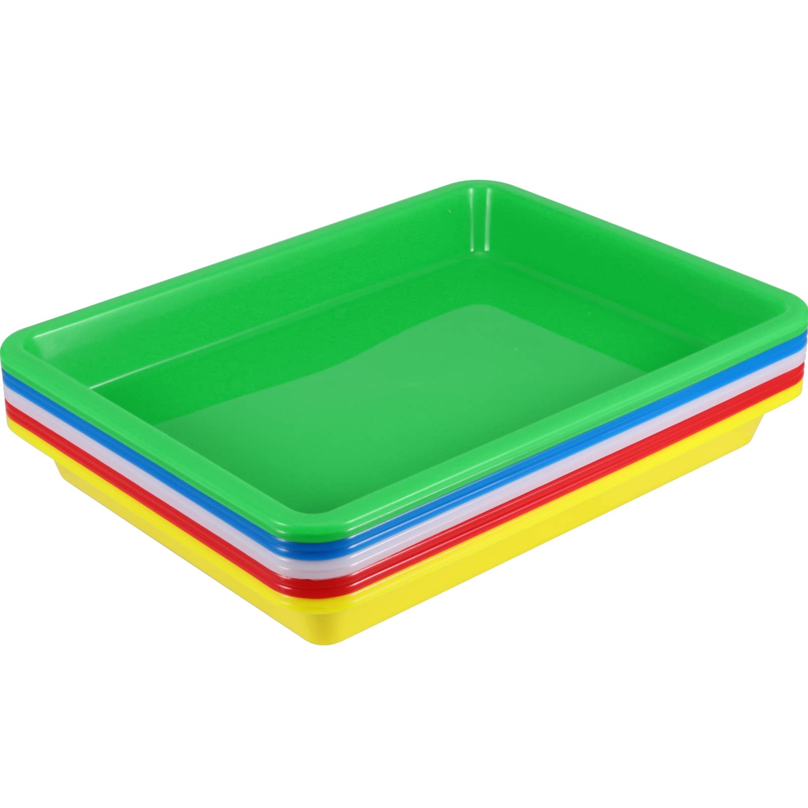 JOIKIT 10 Pack 10.8 x 8.3 Inch Multicolor Plastic Art Trays, Art and Crafts Organizer Tray, Activity Organizer Serving Tray for Beads, Painting, Blocks, DIY Project