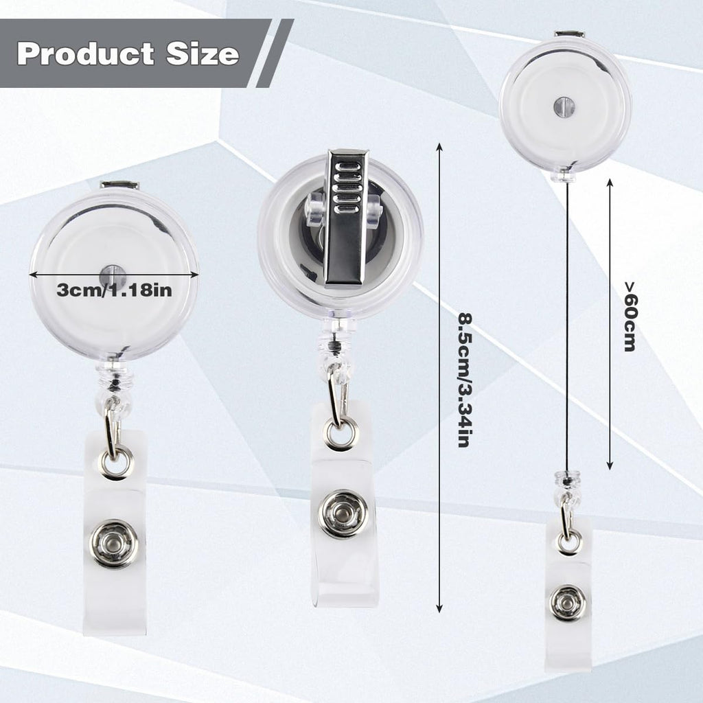 OTYMIOW 30PCS Badge Reels Retractable with Alligator Clip, Retractable Badge Holders Clear Badge Reel Bulk ID Card Holder Name Badge Reel Clips Badge Holder Reels for Nurse, Teachers,Office Workers