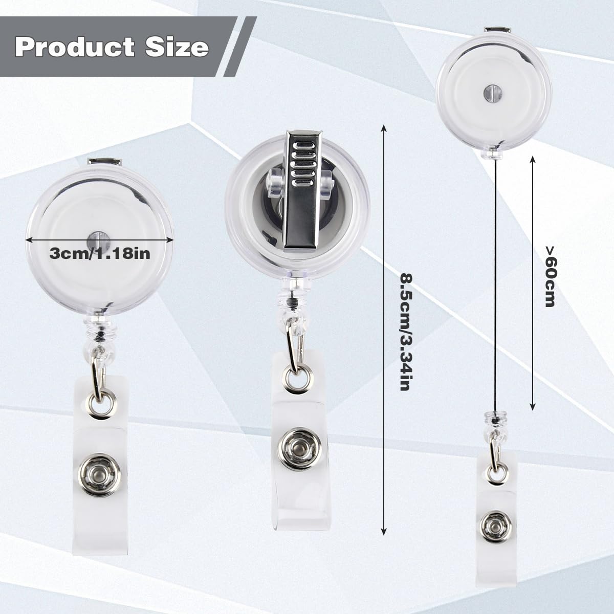 OTYMIOW 30PCS Badge Reels Retractable with Alligator Clip, Retractable Badge Holders Clear Badge Reel Bulk ID Card Holder Name Badge Reel Clips Badge Holder Reels for Nurse, Teachers,Office Workers