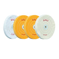 SALI 4 Pack Polishing Wheel for Bench Grinder 6" Buffing Wheel 2 *Yellow Cotton,1*White-Medium Cotton,1* White-Fine Cotton (50 Ply) for Buffer Polisher Pad 1/2'' Arbor Hole with Polishing Compound Kit