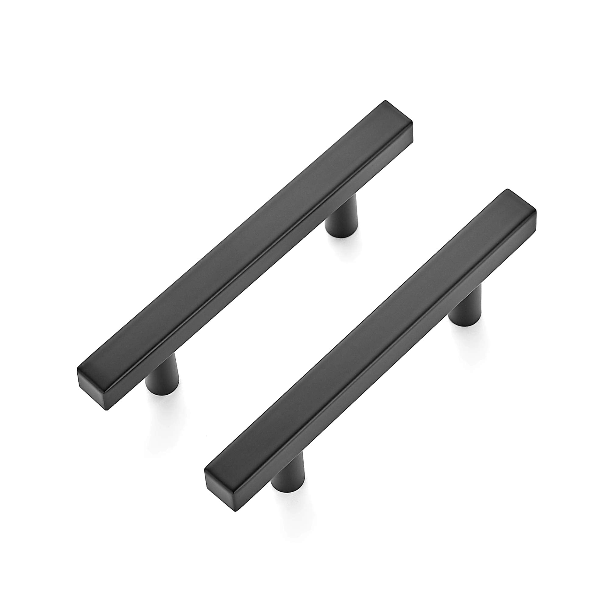 Ravinte 5 Pack 5'' Square Cabinet Pulls Matte Black Stainless Steel Kitchen Drawer Pulls Cabinet Handles 5”Length, 3” Hole Center