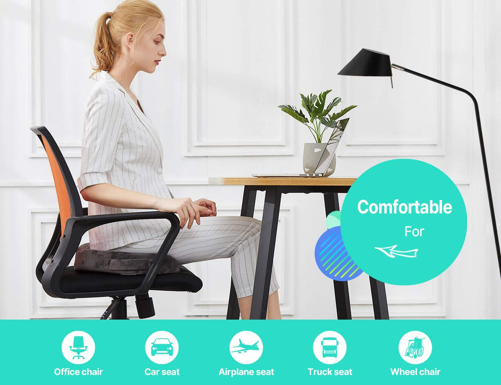 Foverhom Seat Cushion for Chair,Non-Slip Orthopedic Gel Memory Foam Coccyx Cushion with Velboa Cover for Relief Tailbone Pain Pad,Sciatica Back Pain