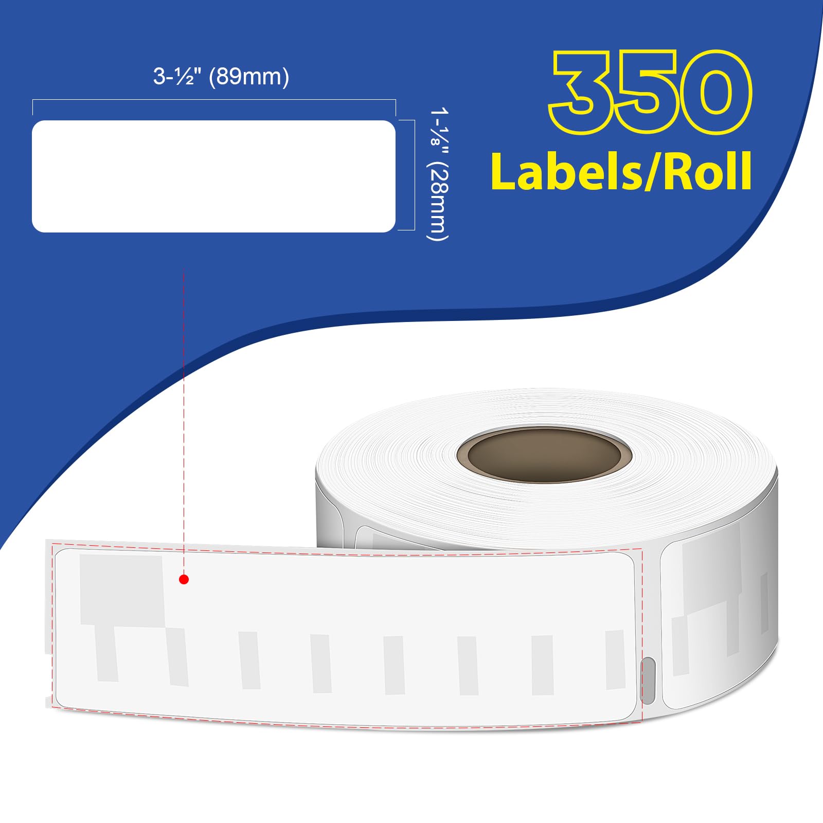 L LIKED 1-1/8"x3-1/2(28x89 mm) Mailing Labels Compatible with Dymo 450, 10 Rolls of 350 30252 Labels for Shipping, Address, Retail, White
