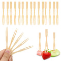 600 Pcs Disposable Bamboo Forks, 3.4 inch Natural Wood Forks Toothpicks for Fruit Appetizer Vegetable Salad, Pizza, Grilled Meat