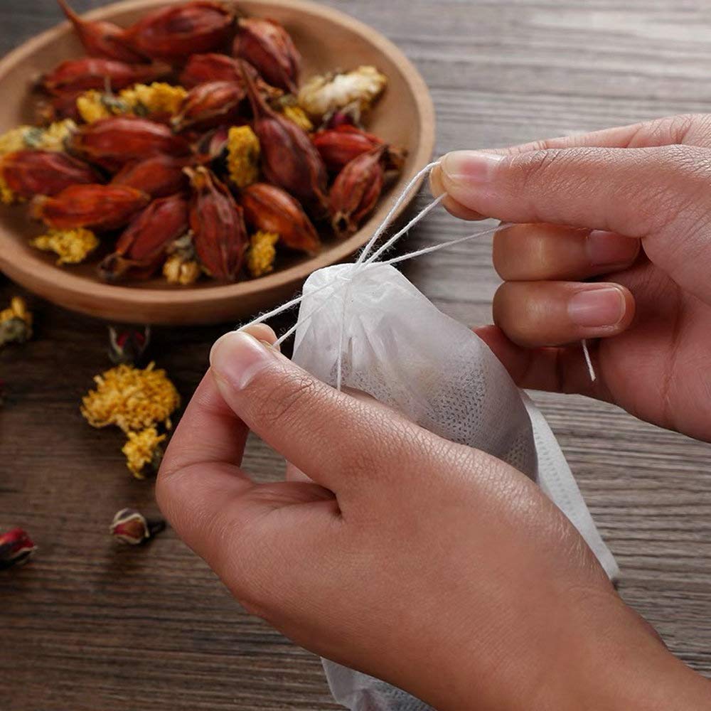 TamBee 100Pcs 5.9" x 7.87" Disposable Drawstring Tea infusers Tea Filter Bags for Loose Tea Herbs Spice Bouquet Garni Potpourri Bags（ 5.9" x 7.87" /15 x 20cm）