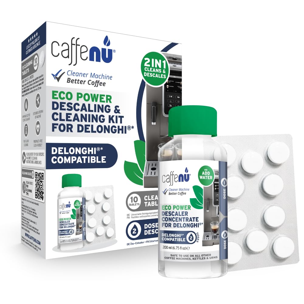 Caffenu Cleaning & Descaling Kit Compatible with DeLonghi Coffee Machines - 2-in-1 Solution for Machine Maintenance