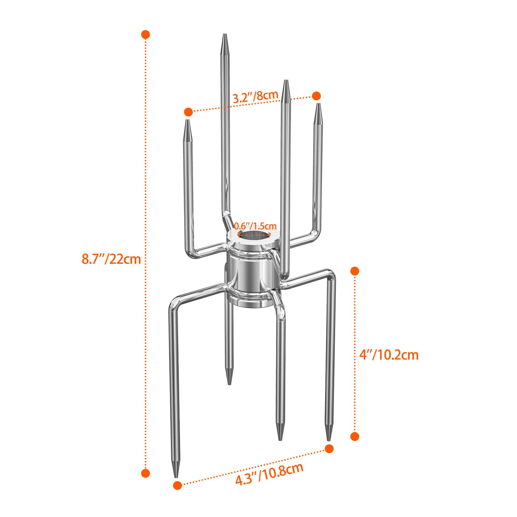 onlyfire Double Sided 4 Pronged Rotisserie Fork for Most Grills, Fits 5/16" Square Rotisserie Spit Rods, 2 PCS