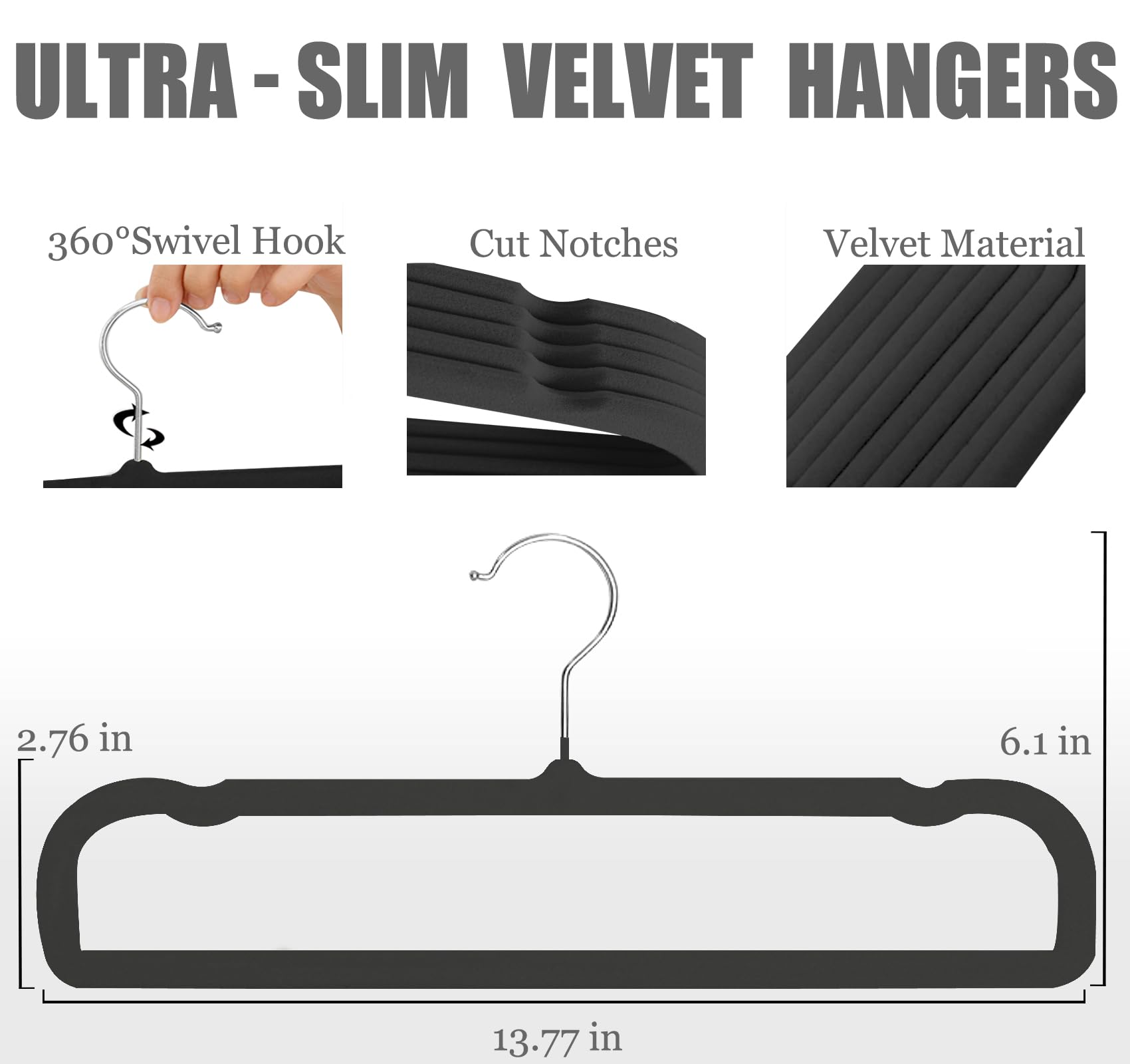 Velvet Pants Hangers 20 Pack,Premium Non Slip Velvet Hangers,Thin Space Saving Slim Clothes Hangers with 360° Swivel Hook,35cm