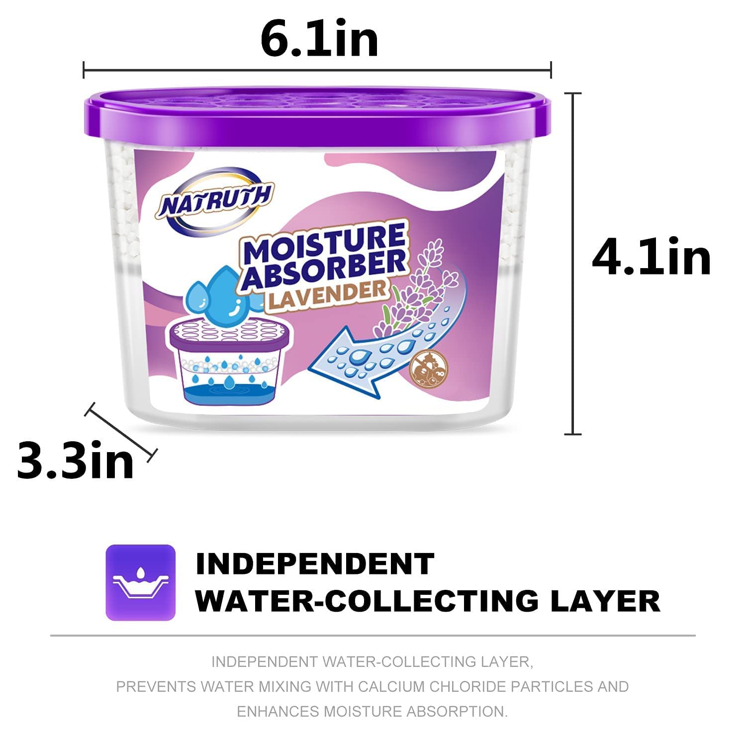 NATRUTH Moisture Absorbers 10.5OZ *6 Portable Closet Dehumidifier, Odor Eliminator Absorber Bucket, Humidity Absorber,for Closet,Bathrooms, Kitchen & Study, Boats,RVs and More (Lavender)