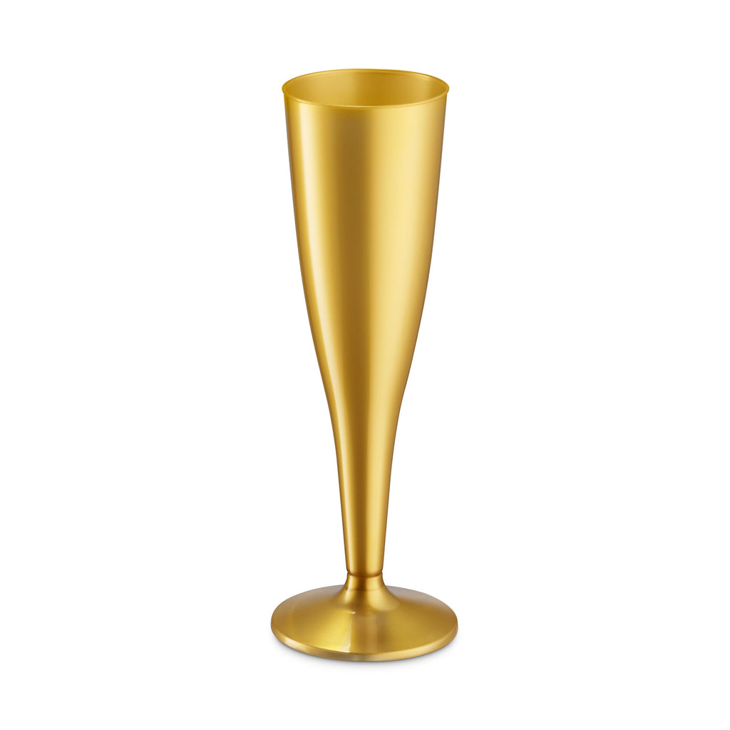30 Pack Gold Plastic Champagne Flutes - 5 Oz Disposable Plastic Toasting Glasses - Wedding Party Cocktail Mimosa Plastic Cups