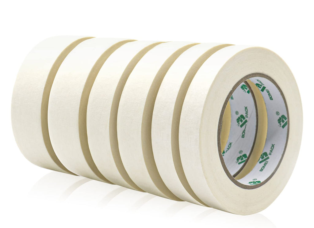 BOMEI PACK Masking Tape, 18mm, 24mm and 36mm x 55m, 6 Rolls for General Painting
