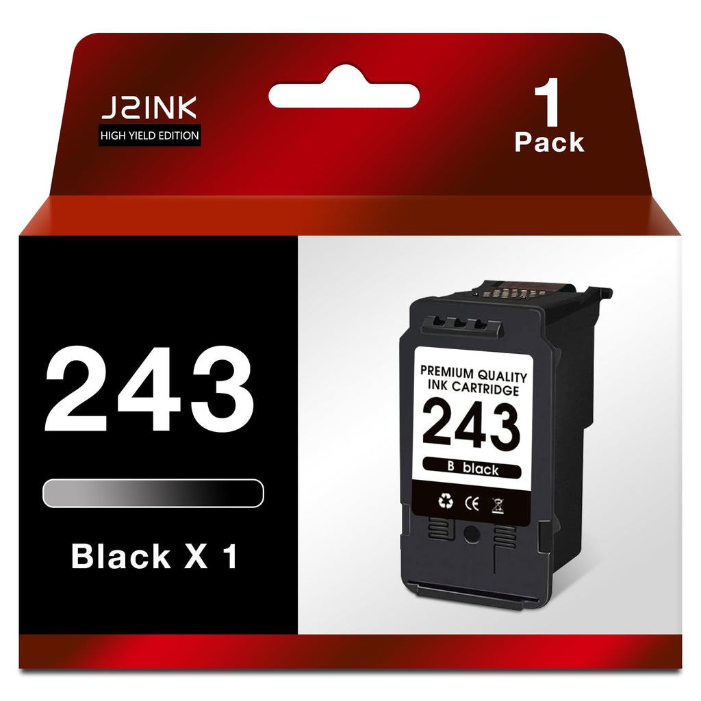 J2INK Cannon Printer Ink 243 243XL MX490 TR4522 Black Ink Cartridges Replacement for Canon 243 243XL PG-243 XL PG243 245 245XL with Canon MG2522 MG2922 TR4520 TR4522 TS3322