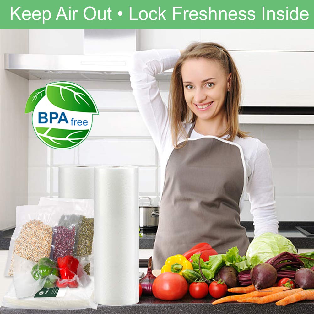 O2frepak 6Pack 8"x20'(3Rolls) and 11"x20' (3Rolls) Vacuum Sealer Bags Rolls with BPA Free,Heavy Duty Vacuum Sealer Storage Bags Rolls,Cut to Size Roll,Great for Sous Vide