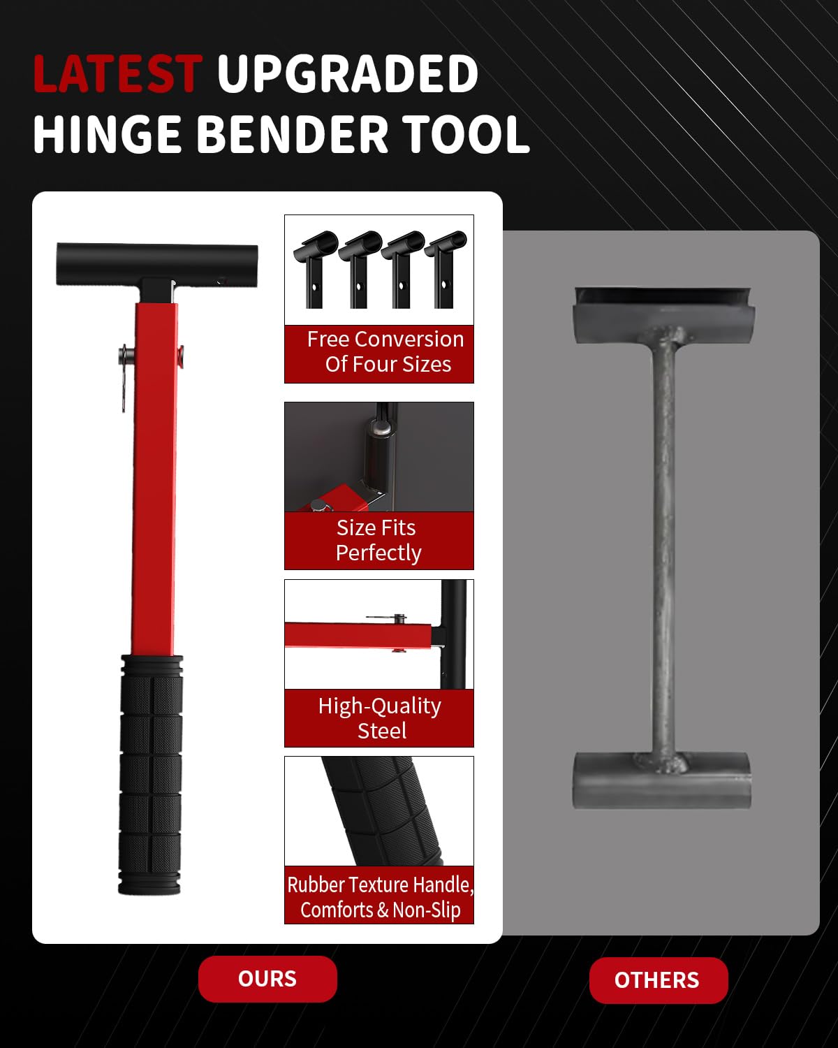 ZOMIYU 4 in 1 Door Hinge Adjustment Tool, Multi-Size Heavy Duty Bender with Rubber Handle, Hinge Wrench, Door Gap Adjustment Tool for Residential and Commercial Use