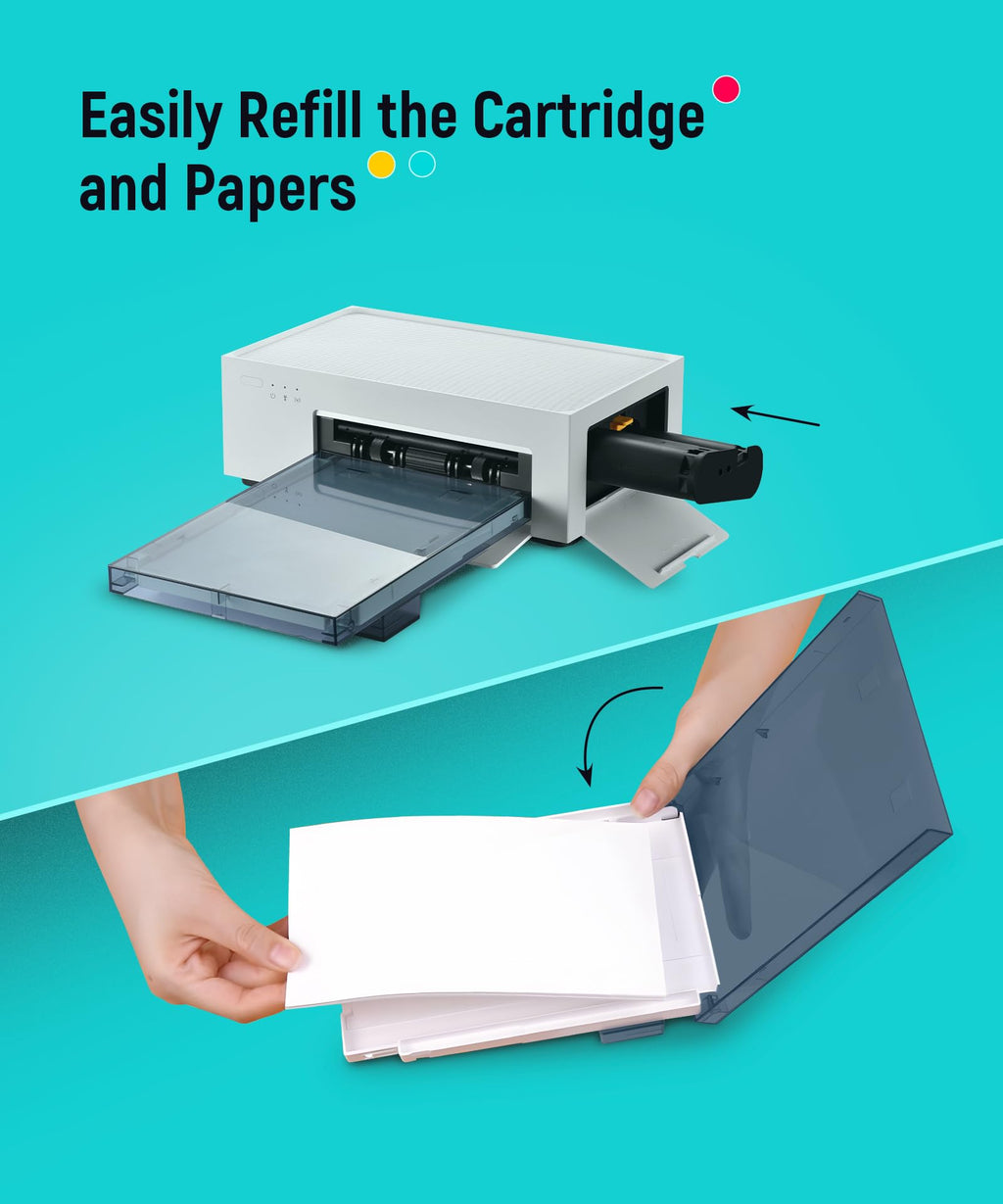 Liene 4x6'' Photo Printer Paper & Cartridge, Cartridge Refill & Photo Paper- 40 Pack for DHP512/DHP513