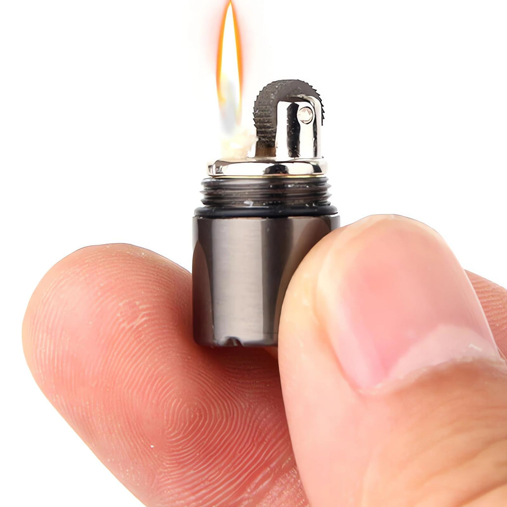 The World's Smallest Kerosene Lighter! Height 2.5cm/ 1.3cm Capsule Lighter Portable Metal Miniature EDC Gear Waterproof Tiny Peanut Lighter (Fuel not Included) (Mini 3 Pack)