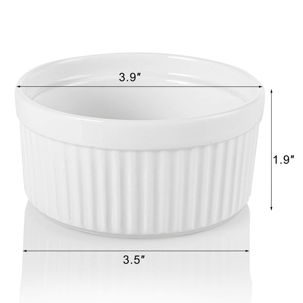 Foraineam 12 Pieces 8 oz Porcelain Souffle Dishes, Oven Safe Ramekins White Bakeware Set Dessert Custard Baking Dishes Cups for Baking, Cooking, Serving and More