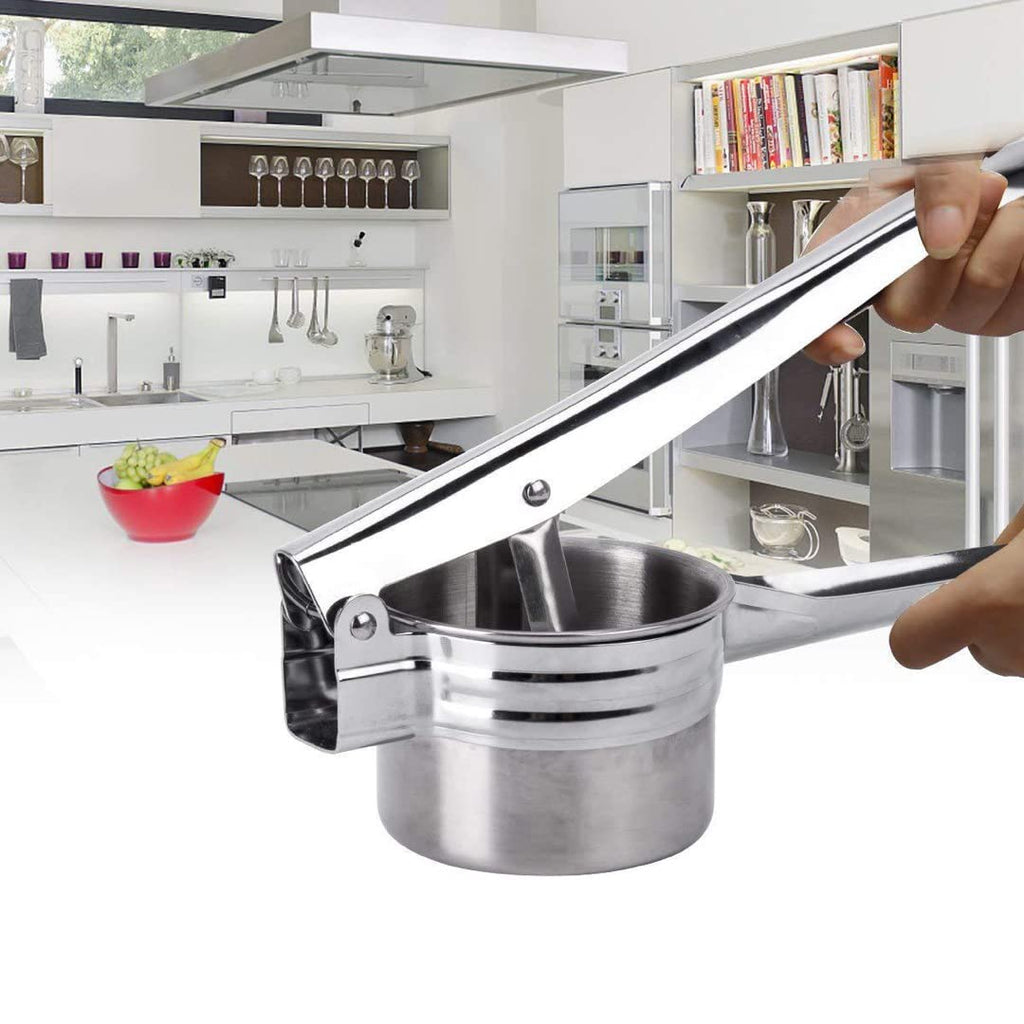 Potato Ricer Stainless Steel Masher, Large Capacity 15oz Potato Masher Kitchen Tool for Smooth Mashed Potatoes, Fruits, Vegetables, Premium Grade Ricer, Juicer, Vegetable Strainer with 3 Ricing Discs