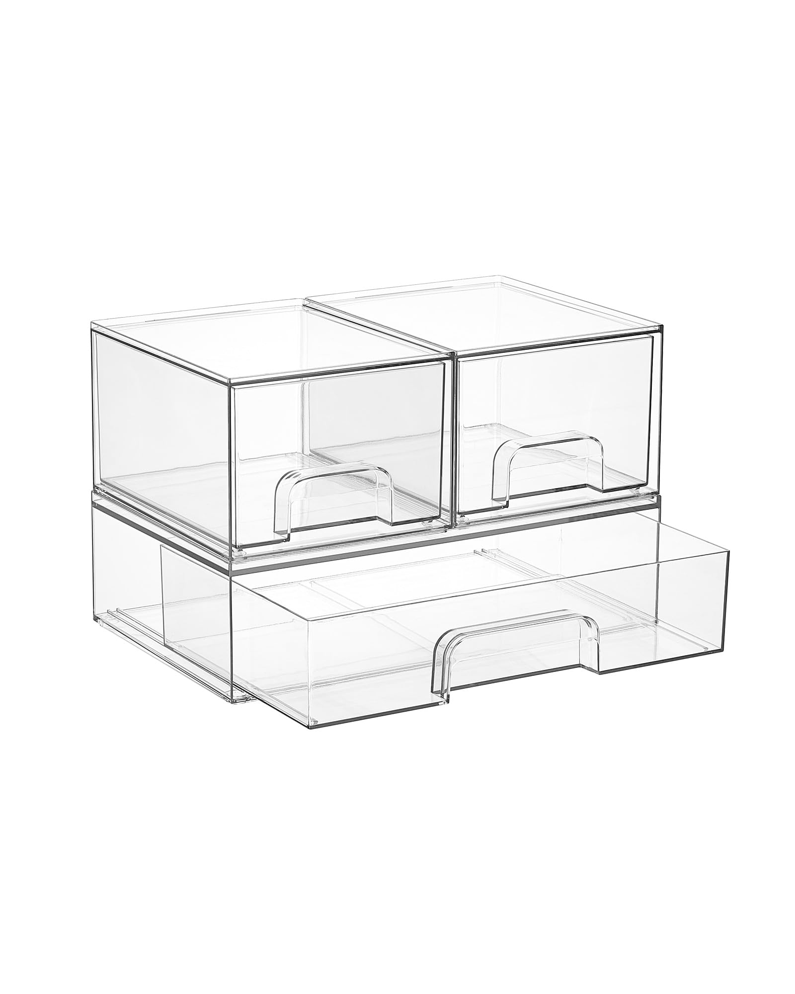 Vtopmart 3 Pack Stackable Clear Plastic Drawer Organizer, Makeup Organizers and Storage for Eyeshadow Palettes, Cosmetics, Beauty Supplies, Ideal for Vanity, Desk, Office, Bathroom Organization