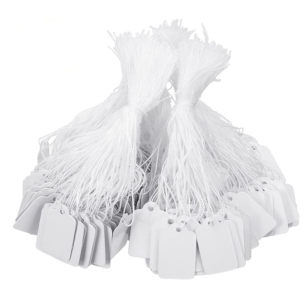1000Pcs Jewelry Price Tags with String Attached, Marking Tags with String, Display Clothing Tags Display Label, Paper Price Labels (White)