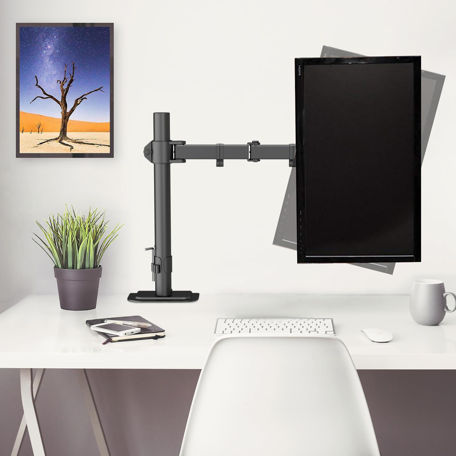 Suptek Single LED LCD Monitor Desk Mount Heavy Duty Fully Adjustable Stand for 1 / One Screen up to 32 inch (MD6421)