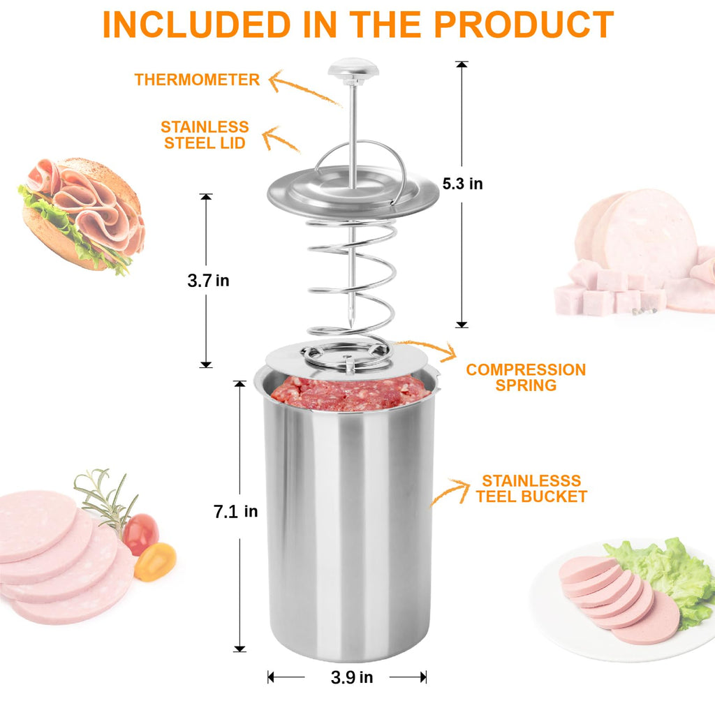 Joyeee Ham Maker - Stainless Steel Round Shape Deli Meat Press Maker Machine for Making Healthy Homemade Meat Sandwich, Seafood Meat Poultry Patty Gourmet Cooking Tools
