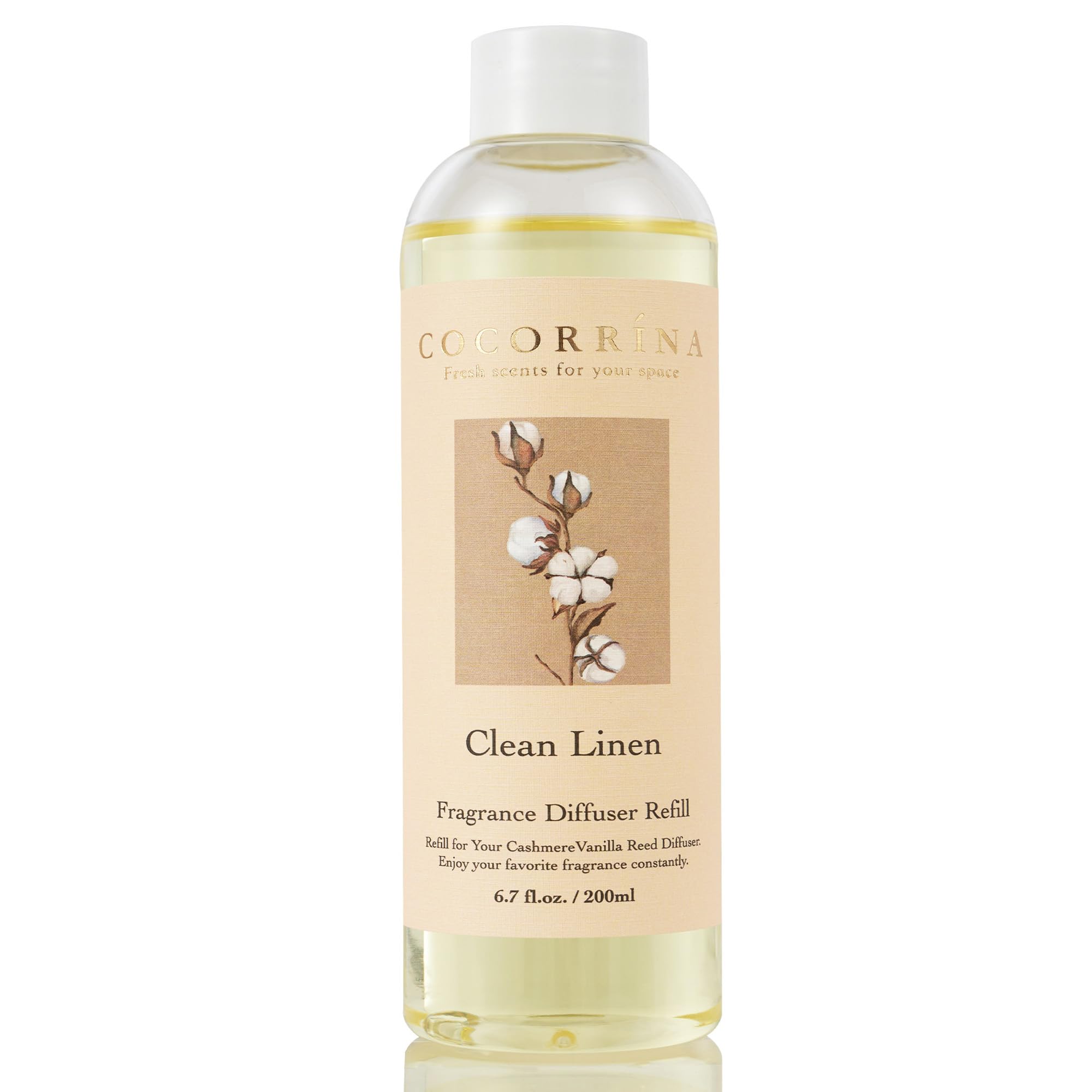 Cocorrína Reed Diffuser Refill - Clean Linen 200ml Scented Oil for Reed Diffuser Home Fragrance for Bedroom, Bathroom Office Home Décor
