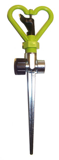 Apollo Exports International Rainforest Ecological Sprinkler - Green & Silver, Impulse Style, Rubber Material, Garden Sprinkler, 1900 sq. ft. Coverage, 12" Spike, Low Pressure Well Systems Compatible