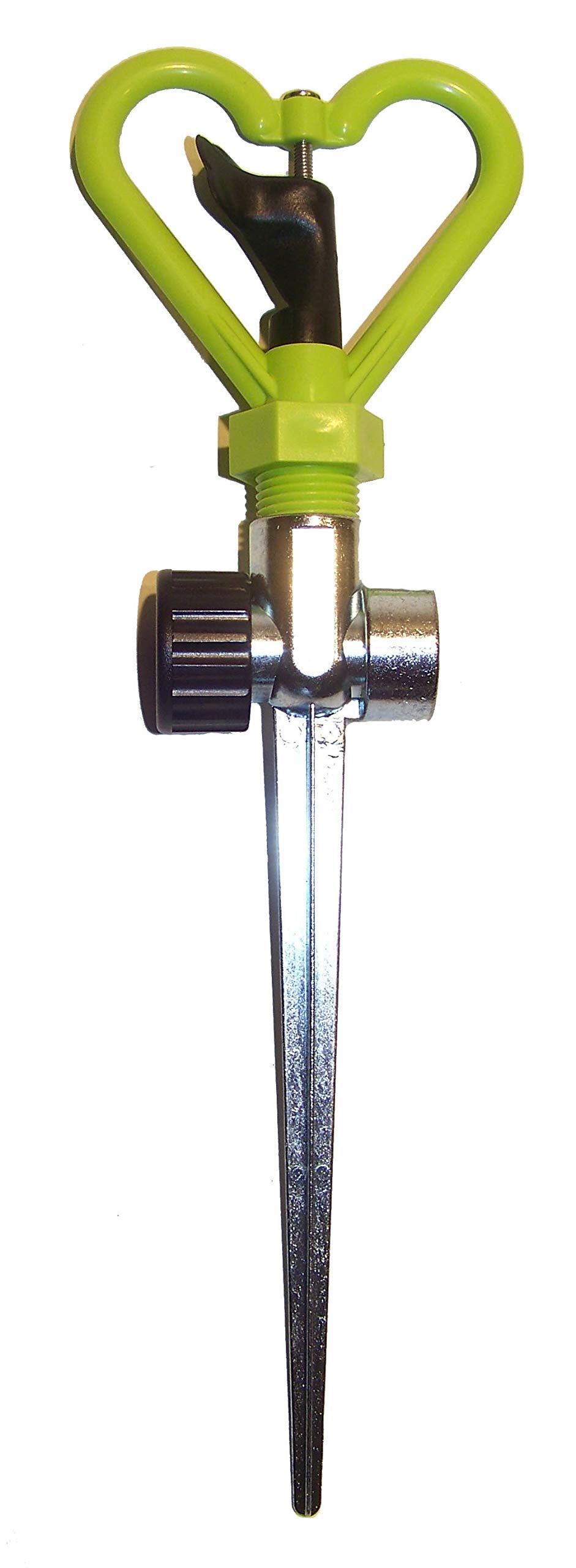 Apollo Exports International Rainforest Ecological Sprinkler - Green & Silver, Impulse Style, Rubber Material, Garden Sprinkler, 1900 sq. ft. Coverage, 12" Spike, Low Pressure Well Systems Compatible