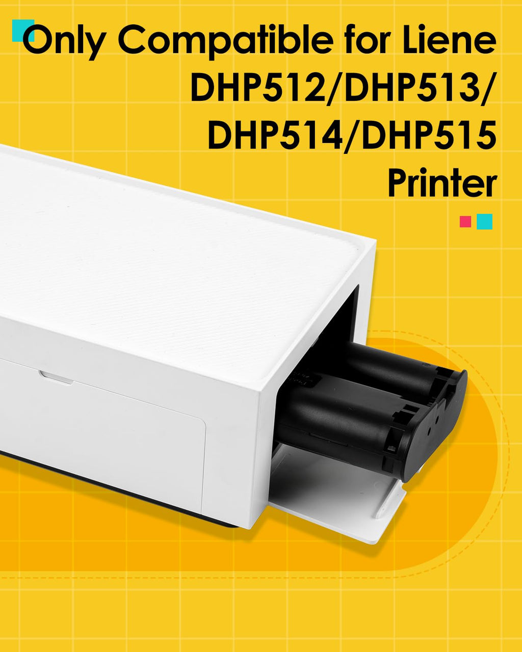 Compatible with Liene Amber M100/M200/M110/M210 4" x 6" Photo Printer 2 Ink Cartridges Refill, Prints 80 Sheets Photo, Only for DHP512/DHP513/DHP514/DHP515, Dye Sublimation (Without Paper)