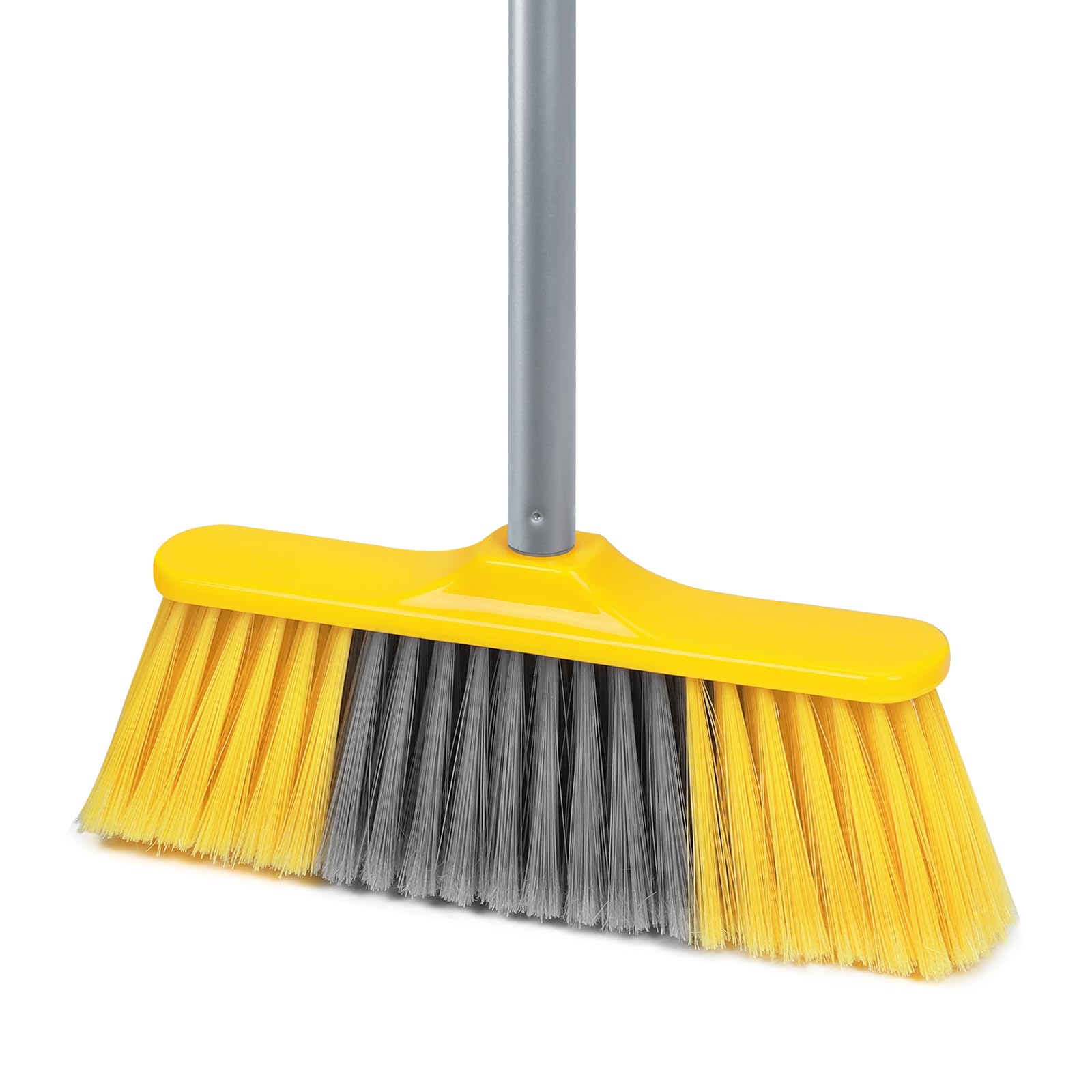 Indoor Broom for Floors 55” Soft Bristle Brooms for Sweeping Indoor/Outdoor to Clean Kitchen, Lobby, Office, Hardwood, Tile, Concrete, Patio, Deck-Yellow
