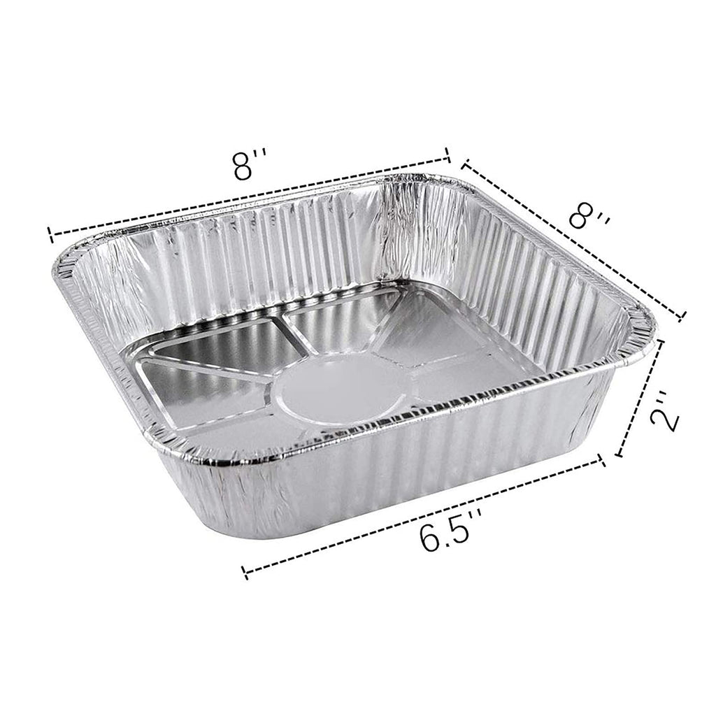 Aluminum Foil Pans 50 Pack Disposable Tin Foil Pans for Baking, 8 x 8'' Cooking Roasting, Meal Prep, Recyclable Sturdy Aluminum Tray