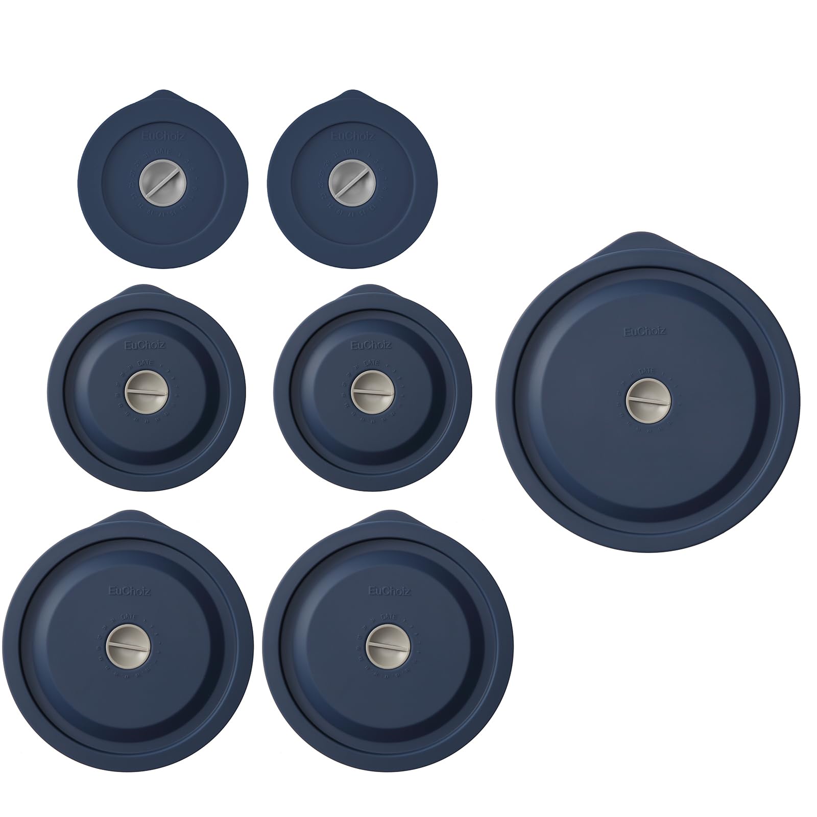 Replacement Lids for Pyrex 7202-PC 1 Cup and 7200-PC 2 Cup and 7201-PC 4 Cup and 7402-PC 6/7 Cup, Silicone Round Storage Cover Lid for Anchor Hocking Glass Bowl 7 Pack Dark Blue
