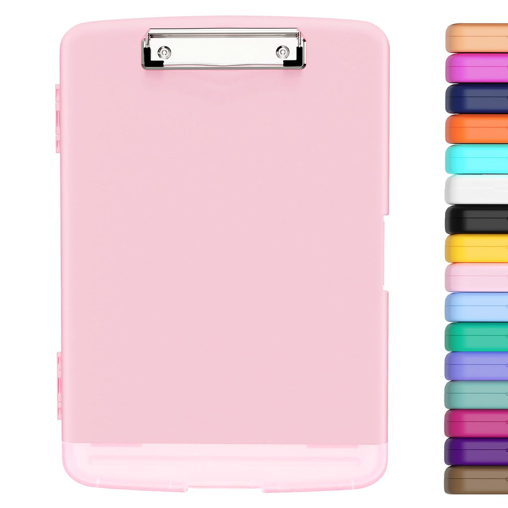 Hongri Clipboard with Storage with Pen Holder, Folder Nursing Clip Board 8.5 x 11 Foilo-Side Opening, High Capacity, Light Weight for Teachers, Classroom. Size 14 x 9.6 x 1.2 in(Pink)