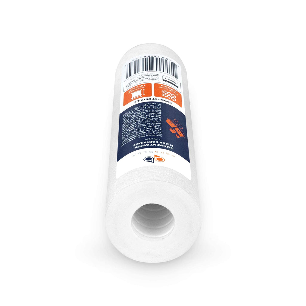 Aquaboon 5 Micron Water Filter 10" x 2.5" PP Universal Sediment Filters for Well Water - Water Filter Replacement Cartridge for Any Standard RO Unit Compatible with Aqua Pure AP110, AP101T (6 Pack)
